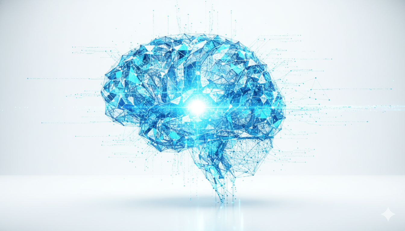 Abstract representation of an AI neural network processing data.