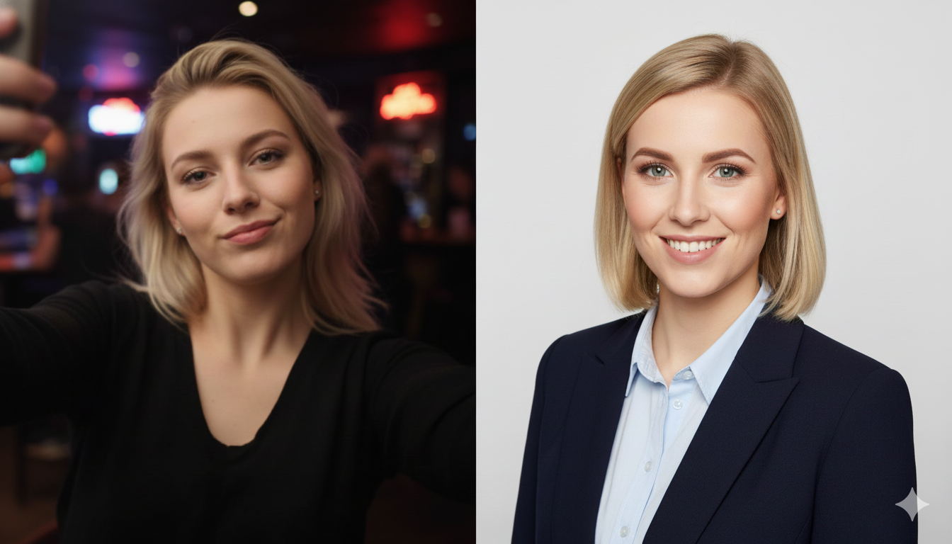 Professional headshot comparison