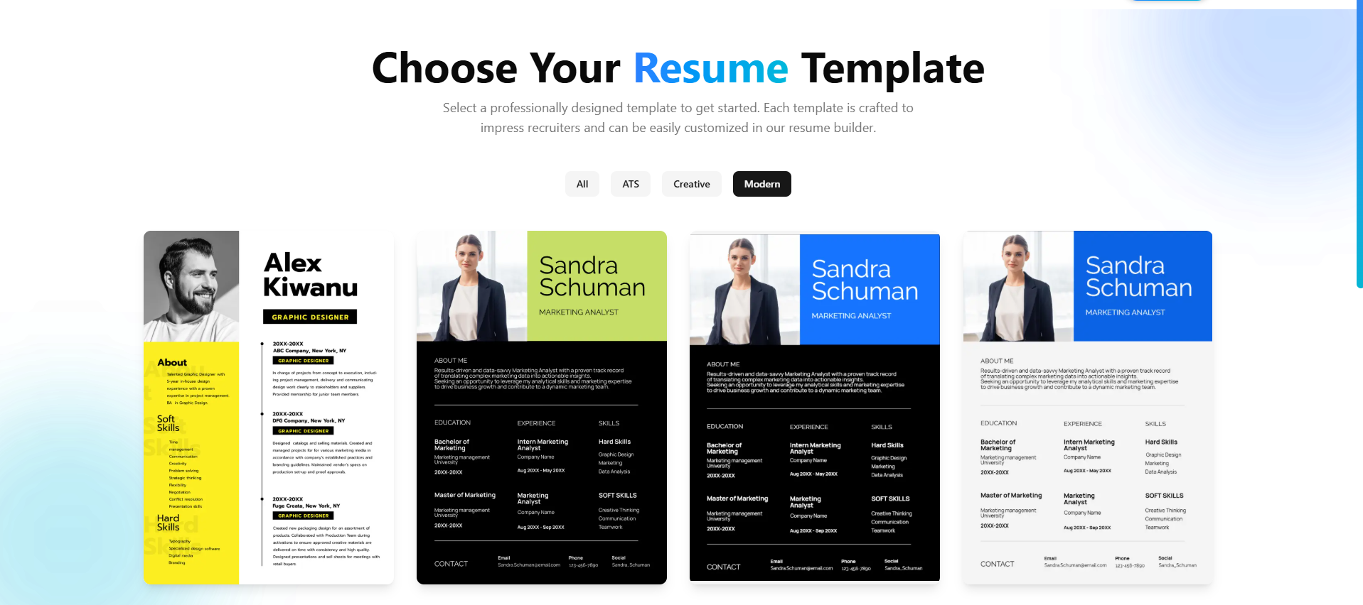Clean, modern templates designed for 2026